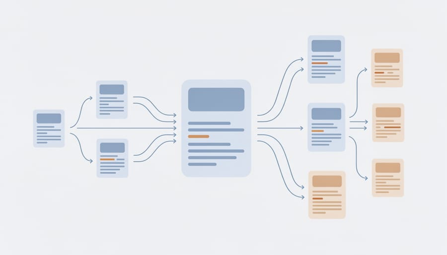 Illustration of integrating internal links using a list of published post titles and URLs